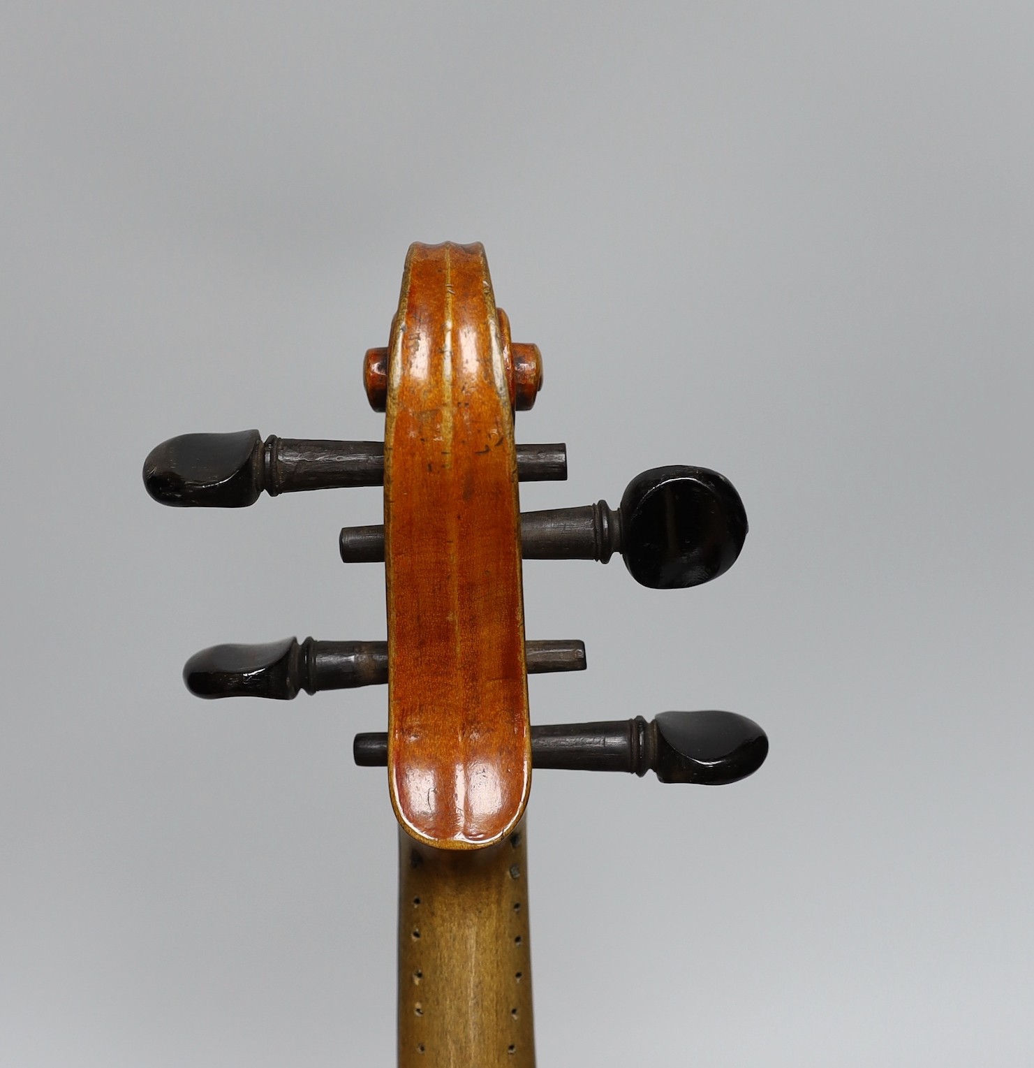 A 19th century German violin, back measures 33cm, cased